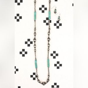 Faux Turquoise Bead & Silver Station Necklace - Women Jewelry Necklaces